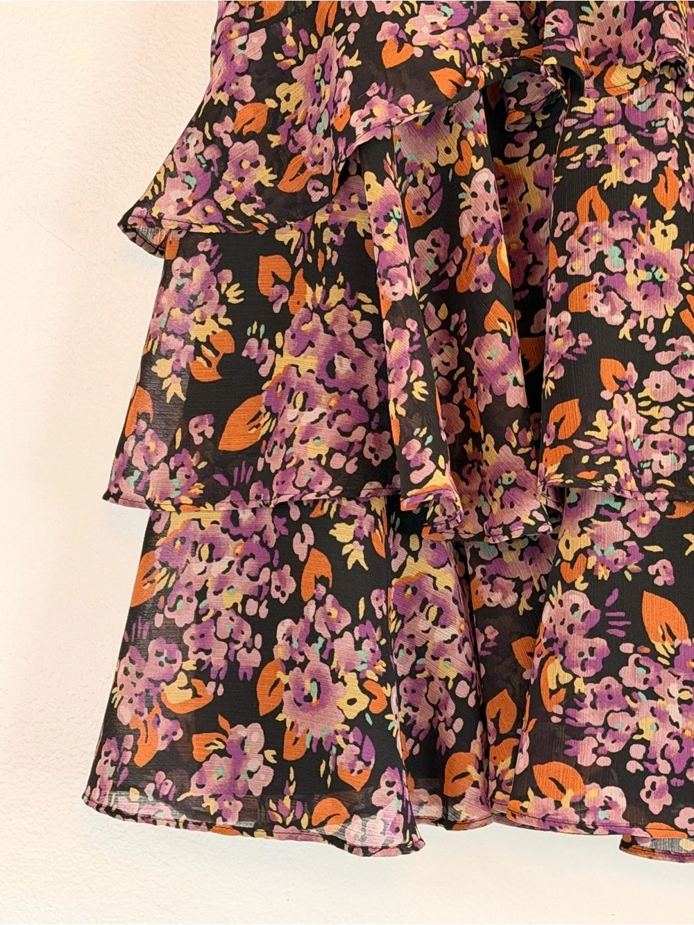 NEW LAUREN Ralph Lauren Floral Ruffle Trim Tiered Georgette Skirt Women’s Size 0